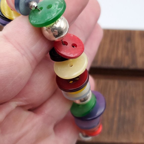 8 Inch 925 Sterling Silver Unique Many Buttons Handmade Bracelet - Picture 3 of 6